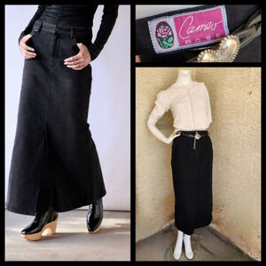 Cameo Rose Long Denim Maxi Skirt,‎ & A FREEEE BELT